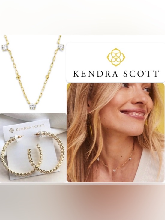 Kendra Scott Jewelry - NWT Lot of 2x [Kendra Scott] Fallyn Hoop Earrings & Jada Strand Necklace in Gold